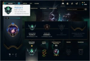 Conta platina 4 com 27 champs e 11 Fragmentos de skins - League of Legends LOL