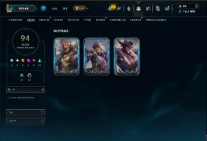 Ouro 4 com TODOS os Champs e 94 Skins ( MID / JG / TOP ) - League of Legends LOL
