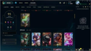 CONTA SEM MD10 (ex-GOLD 1), 95 SKINS, FALTAM 2 CHAMPIONS - League of Legends LOL