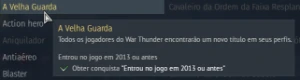CONTA WAR THUNDER- LVL 100 - título Old guard since 2013 - - Outros