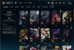 Conta bronze 1 com 44 Champs e 12 Skins - League of Legends LOL