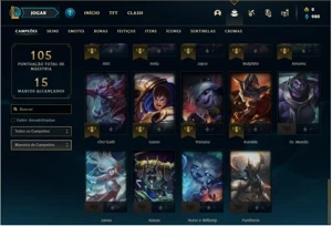 Conta bronze 1 com 44 Champs e 12 Skins - League of Legends LOL