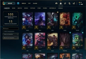 Conta bronze 1 com 44 Champs e 12 Skins - League of Legends LOL