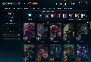 Unranked com 55 Champs e 22 Skins - League of Legends LOL