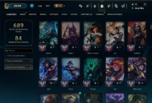 Bronze 4 com TODOS os Champs e 112 Skins ( ADC / JG / MID ) - League of Legends LOL