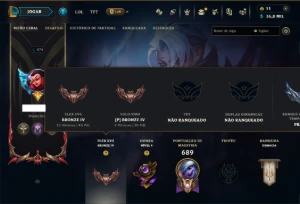 Bronze 4 com TODOS os Champs e 112 Skins ( ADC / JG / MID ) - League of Legends LOL
