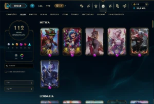 Bronze 4 com TODOS os Champs e 112 Skins ( ADC / JG / MID ) - League of Legends LOL