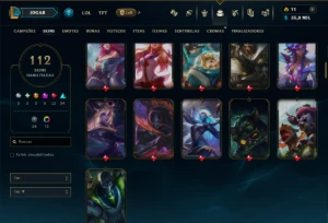 Bronze 4 com TODOS os Champs e 112 Skins ( ADC / JG / MID ) - League of Legends LOL