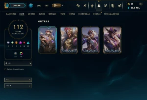 Bronze 4 com TODOS os Champs e 112 Skins ( ADC / JG / MID ) - League of Legends LOL