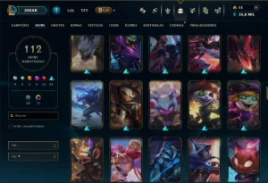 Bronze 4 com TODOS os Champs e 112 Skins ( ADC / JG / MID ) - League of Legends LOL