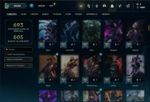 Conta Unranked com TODOS os champs e 294 Skins ( MAIN MID ) - League of Legends LOL