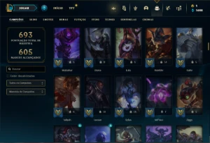 Conta Unranked com TODOS os champs e 294 Skins ( MAIN MID ) - League of Legends LOL