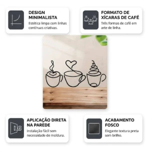 Kit 3 Xícaras Minimalistas em MDF para Cantinho do Café - Artesanato e Personalizados