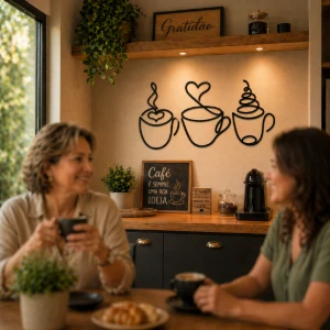 Kit 3 Xícaras Minimalistas em MDF para Cantinho do Café - Artesanato e Personalizados