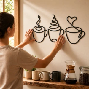 Kit 3 Xícaras Minimalistas em MDF para Cantinho do Café - Artesanato e Personalizados