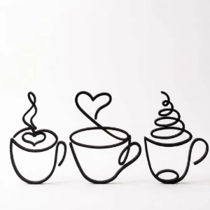 Kit 3 Xícaras Minimalistas em MDF para Cantinho do Café - Artesanato e Personalizados