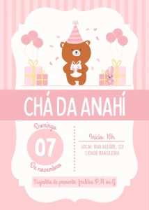 Convite de Chá de Bebê Impresso — 20 Unidades