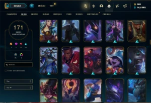 Unranked com 155 Champs e 171 Skins + Rammus Rei (SUP / ADC) - League of Legends LOL