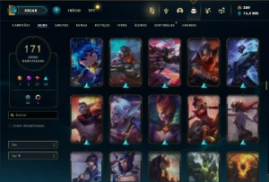 Unranked com 155 Champs e 171 Skins + Rammus Rei (SUP / ADC) - League of Legends LOL