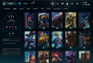 Unranked com 155 Champs e 171 Skins + Rammus Rei (SUP / ADC) - League of Legends LOL