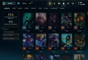 Unranked com 155 Champs e 171 Skins + Rammus Rei (SUP / ADC) - League of Legends LOL