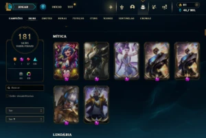 Conta De Lol Com 181 Skins, Esmeralda Level 691, Ja Foi D2 - League of Legends