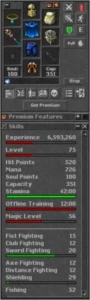 Vendo acc/no rk Sorc lvl 75 open pvp. - Tibia