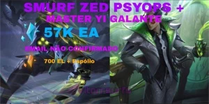 CONTA SMURF COM ZED PSY OPS + MASTER YI GALANTE 57K EA - League of Legends LOL