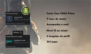 Conta CSGO Prime, 261 jogos, 9 anos de Steam e Level 12 - Counter Strike