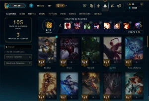 Unranked com 55 Champs e 25 Skins - League of Legends LOL