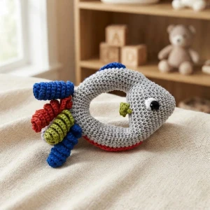 Chocalho Peixe Colorido Amigurumi - Artesanato e Personalizados