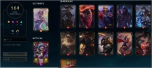 Conta com 164 skins, sendo 11 lendarias, as melhores - League of Legends LOL