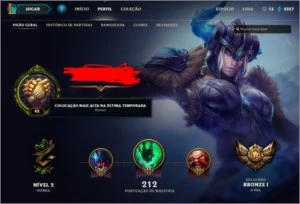 Conta League Of Legends Bronze 1 0pdl 40+champs varias skins LOL