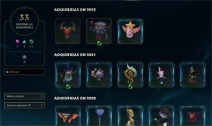 Conta LoL com 1351 skins criada desde 2013 - League of Legends