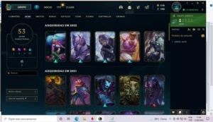 V > Conta 53 skins e 90 Champs tem Skin Yasuo - League of Legends LOL