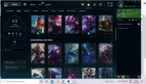 V > Conta 53 skins e 90 Champs tem Skin Yasuo - League of Legends LOL