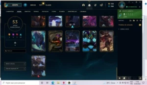 V > Conta 53 skins e 90 Champs tem Skin Yasuo - League of Legends LOL