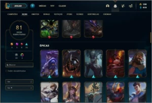 Conta ouro 2 com 122 champs e 81 skins ( MAIN JG ) - League of Legends LOL