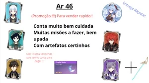 Ar 46 Ayaka,Ganyu,Zhongli,Venti,Diluc,keqing, Falcão(Promo!) - Genshin Impact