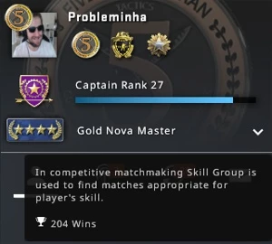 Conta CSGO Prime Com Patente +200 Wins 400 Horas de Game & - Counter Strike