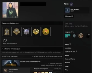 Conta CS:GO 5 Medalhas, Level 60 Steam - Counter Strike