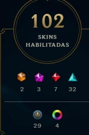 Conta lol com MMR de platina de centenas de skins - League of Legends