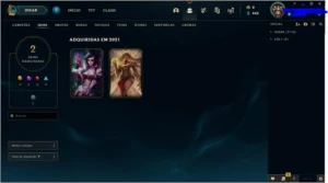 Conta lol Ouro 1 75 pdl, lvl 50, 2 skins - League of Legends