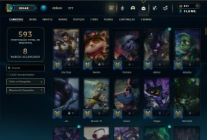 Ferro 2 com 150 Champs e 320 Skins + 20 Maestrias 7 - League of Legends LOL