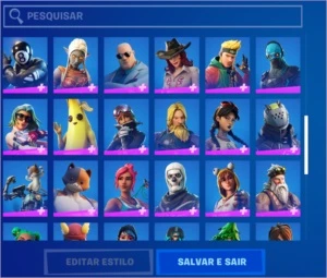 conta de fortnite com 79 skins e 70 picaretas