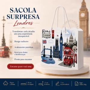 Kit 15 Sacolinhas Londres Ônibus - Pegue e Monte - Artesanato e Personalizados