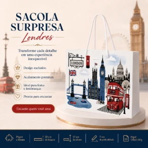 Kit 15 Sacolinhas Londres Ônibus - Pegue e Monte - Artesanato e Personalizados