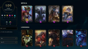 conta Sett e Zoe prestígio + Pyke das cinzas - League of Legends LOL