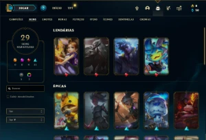 Conta Platina 1 com 40 Champs e 29 Skins - League of Legends LOL