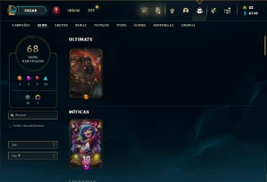 Unranked com 100 Champs e 68 Skins - League of Legends LOL